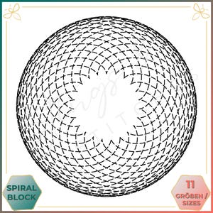 Puede incluir: Diseño geométrico en blanco y negro de una esfera con un patrón en espiral. El diseño se llama "Spiral Block" y está disponible en 11 tamaños.
