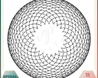 Motivo a spirale - Blocco a spirale - Motivo ricamo digitale - Blocco trapuntato - Motivo ricamo - Ricamo