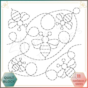 Honey Bee - Quilt pattern - Embroidery pattern (digital) - Edge to Edge Quilting - Quilt Pattern for Embroidery Machine - Patchwork - E2E
