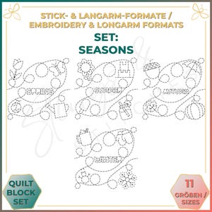 Seasons (englisch) - Set aus 4 Quiltmustern für die Stickmaschine oder Langarmmaschine (digital) - Edge to Edge Quilting - Stickerei