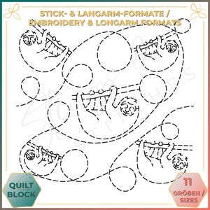 Sloth - Quilt pattern (digital) - Edge to Edge Quilting - Longarm and Embroidery Machine Quilt Pattern - Patchwork - E2E