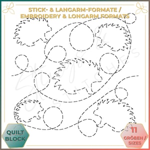 Stachelschwein - Quiltmuster - Stickmuster (digital) - Edge to Edge Langarm Quilting - Embroidery Pattern - Stickerei