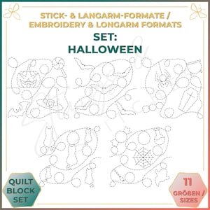 Halloween - Set of five quilt patterns for longarm and embroidery machines (digital) - Edge to Edge Quilting - Patchwork - E2E