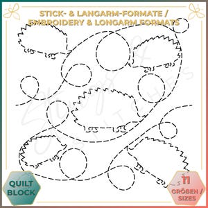 Igel - Quiltmuster - Stickmuster (digital) - Edge to Edge Langarm Quilting - Embroidery Pattern - Stickerei