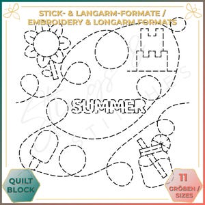 Summer - Quiltmuster - Stickmuster (digital) - Edge to Edge Langarm Quilting - Embroidery Pattern - Stickerei