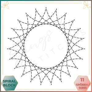 Spiralmuster - Spiral Block - Digitales Stickmuster - Quilt Block - Embroidery Pattern - Stickerei