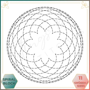 Spiralmuster - Spiral Block - Digitales Stickmuster - Quilt Block - Embroidery Pattern - Stickerei