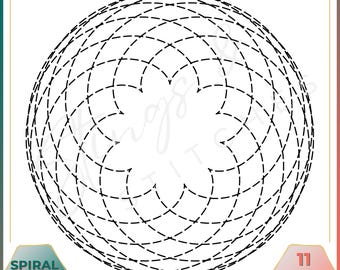Motivo a spirale - Blocco a spirale - Motivo ricamo digitale - Blocco trapuntato - Motivo ricamo - Ricamo