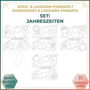 Jahreszeiten (German) - Set of four quilt patterns for longarm and embroidery machines (digital) - Edge to Edge Quilting - Patchwork - E2E