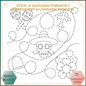 Dia de Muertos / Day of the Dead - Quilt pattern (digital) - Edge to Edge Quilting - Longarm and Embroidery Machine Quilt - Patchwork - E2E