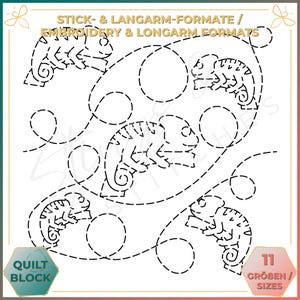 Chamäleon / Chameleon - Quiltmuster - Stickmuster (digital) - Edge to Edge Langarm Quilting - Embroidery Pattern - Stickerei