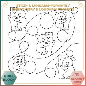 Koala - Quiltmuster - Stickmuster (digital) - Edge to Edge Langarm Quilting - Embroidery Pattern - Stickerei