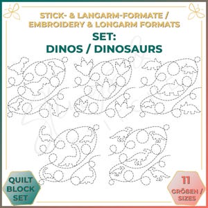 Dinosaurs - Set of five quilt patterns for longarm and embroidery machines (digital) - Edge to Edge Quilting - Patchwork - E2E
