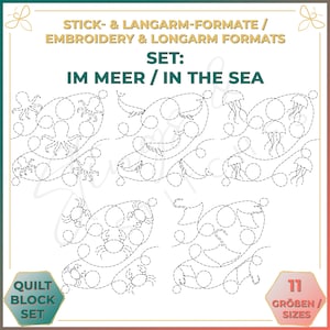 In the Sea - Set of five quilt patterns for longarm and embroidery machines (digital) - Edge to Edge Quilting - Patchwork - E2E