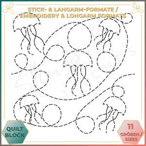 Qualle - Quiltmuster - Stickmuster (digital) - Edge to Edge Langarm Quilting - Embroidery Pattern - Stickerei