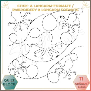 Oktopus / Tintenfisch / Octopus - Quiltmuster - Stickmuster (digital) - Edge to Edge Langarm Quilting - Embroidery Pattern - Stickerei