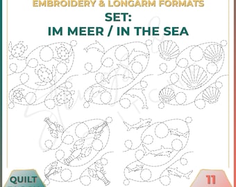 In the Sea - Set of five quilt patterns for longarm and embroidery machines (digital) - Edge to Edge Quilting - Patchwork - E2E