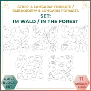 In the Forest - Set of five quilt patterns for longarm and embroidery machines (digital) - Edge to Edge Quilting - Patchwork - E2E