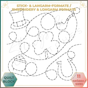 Saint Patrick’s Day - Quiltmuster - Stickmuster (digital) - Edge to Edge Langarm Quilting - Embroidery Pattern - Stickerei