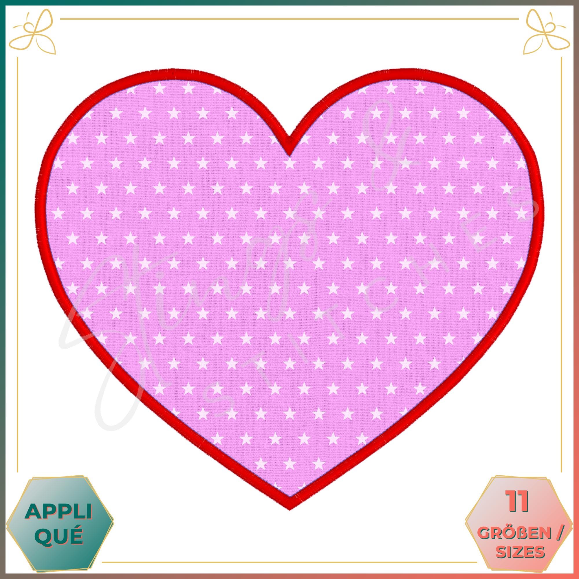 Heart - Appliqué - Digital Embroidery Pattern - Application - Applique