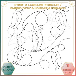 Pinguin - Quiltmuster - Stickmuster (digital) - Edge to Edge Langarm Quilting - Embroidery Pattern - Stickerei