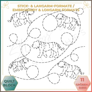 Tiger - Quiltmuster - Stickmuster (digital) - Edge to Edge Langarm Quilting - Embroidery Pattern - Stickerei