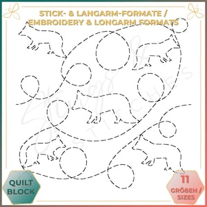 フォックス - キルトパターン - 刺繍パターン（デジタル） - 端から端までの長袖キルティング - 刺繍パターン - 刺繍