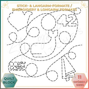 Towel Day - Quiltmuster - Stickmuster (digital) - Edge to Edge Langarm Quilting - Embroidery Pattern - Stickerei
