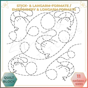 Garnele / Shrimp - Quiltmuster - Stickmuster (digital) - Edge to Edge Langarm Quilting - Embroidery Pattern - Stickerei