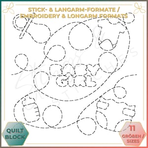 Baby Girl - Quilt pattern (digital) - Edge to Edge Quilting - Longarm and Embroidery Machine Quilt Pattern - Patchwork - E2E