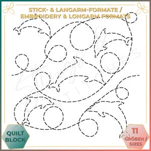 Delfin / Delphin - Quiltmuster - Stickmuster (digital) - Edge to Edge Langarm Quilting - Embroidery Pattern - Stickerei
