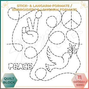 Frieden / Peace - Quiltmuster - Stickmuster (digital) - Edge to Edge Langarm Quilting - Embroidery Pattern - Stickerei