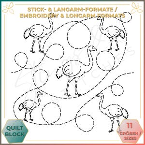 Strauß - Quiltmuster - Stickmuster (digital) - Edge to Edge Langarm Quilting - Embroidery Pattern - Stickerei