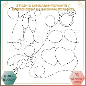 Verlobung - Quiltmuster - Stickmuster (digital) - Edge to Edge Langarm Quilting - Embroidery Pattern - Stickerei
