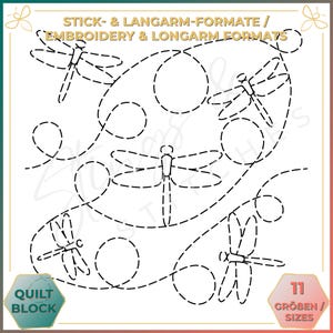 Libelle - Quiltmuster - Stickmuster (digital) - Edge to Edge Langarm Quilting - Embroidery Pattern - Stickerei