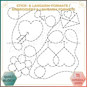 Valentinstag Er und Er / He and He - Quiltmuster - Stickmuster (digital) - Edge to Edge Langarm Quilting - Embroidery Pattern - Stickerei