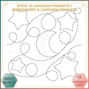 Mond und Sterne - Quiltmuster - Stickmuster (digital) - Edge to Edge Langarm Quilting - Embroidery Pattern - Stickerei
