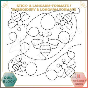 Biene - Quiltmuster - Stickmuster (digital) - Edge to Edge Langarm Quilting - Embroidery Pattern - Stickerei