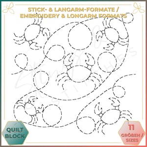 Krabbe - Quiltmuster - Stickmuster (digital) - Edge to Edge Langarm Quilting - Embroidery Pattern - Stickerei