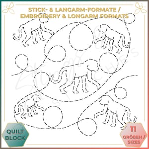 Monkey - Quilt pattern (digital) - Edge to Edge Quilting - Longarm and Embroidery Machine Quilt Pattern - Patchwork - E2E