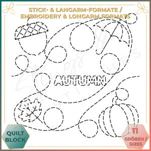 Autumn - Quiltmuster - Stickmuster (digital) - Edge to Edge Langarm Quilting - Embroidery Pattern - Stickerei