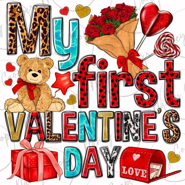 My first Valentine's Day png sublimation design download, Happy Valentine's Day png, Valentines png, 14 February png, designs download