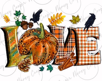 Fall love png sublimation design download, Hello Fall png, Fall leaves png, Autumn png, Fall pumpkin png, sublimate designs download