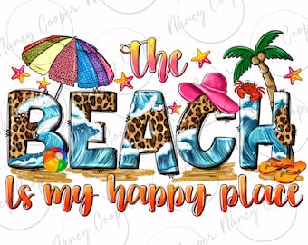 Plaża jest moim szczęśliwym miejscem png sublimacja projekt do pobrania, letnie wibracje png, witaj lato png, zachodnia plaża png, sublimacja wzorów do pobrania
