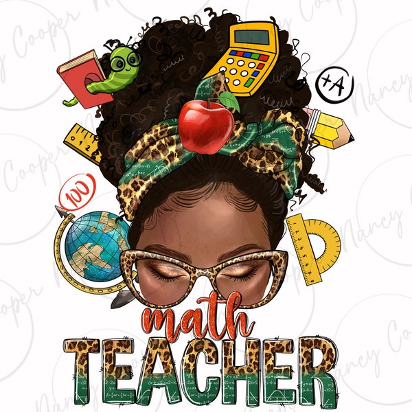 Math Teacher life afro messy bun png sublimation design download, Teacher's Day png, afro messy bun png, afro woman png, designs download