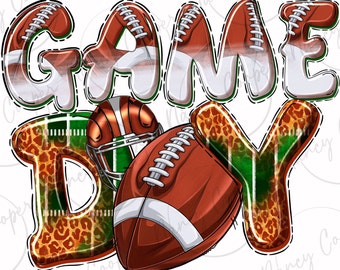 Game day leopard football png sublimation design download, sport png, football png, game day png,football design, sublimate designs download
