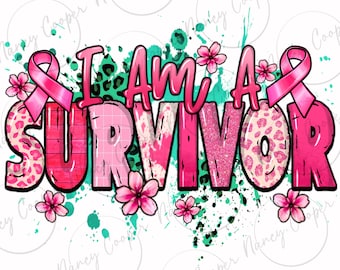 Ik ben een overlevende png sublimatie ontwerp download, Borstkanker png, Kankerbewustzijn png, Fight Cancer png, sublimeer ontwerpen download
