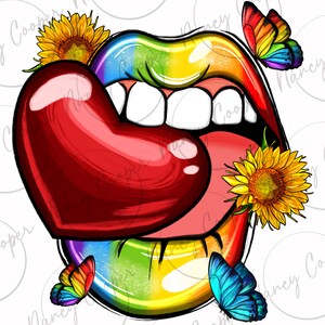 Rainbow lip png sublimation design download, Pride png, LGBTQ+ png, love is love png, human rights png, sublimate designs download