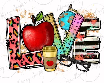 Love Teacher png sublimation design download, Teacher's Day png, Teacher life png, back to school png, sublimate designs download