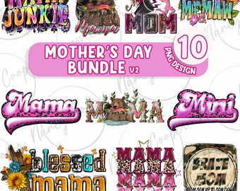 Mother's Day bundle V2 png sublimation design download, love mama png, Mother's Day design png, mom life png, sublimate designs download